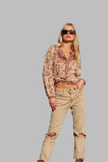 Charlotte Printed Blouse Camel