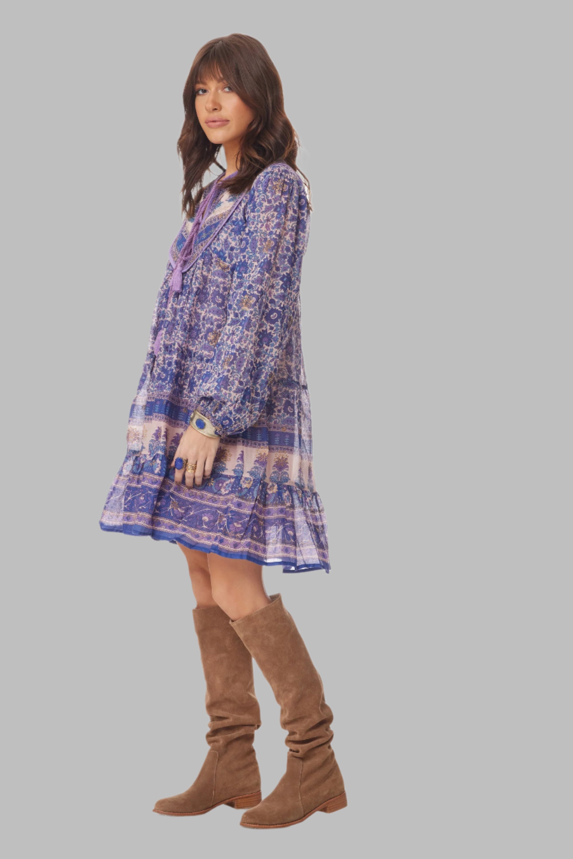 Sienna Printed Short Dress Liberty Blue