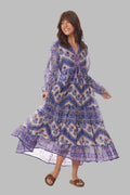 Kayla Printed Long Dress Liberty Blue
