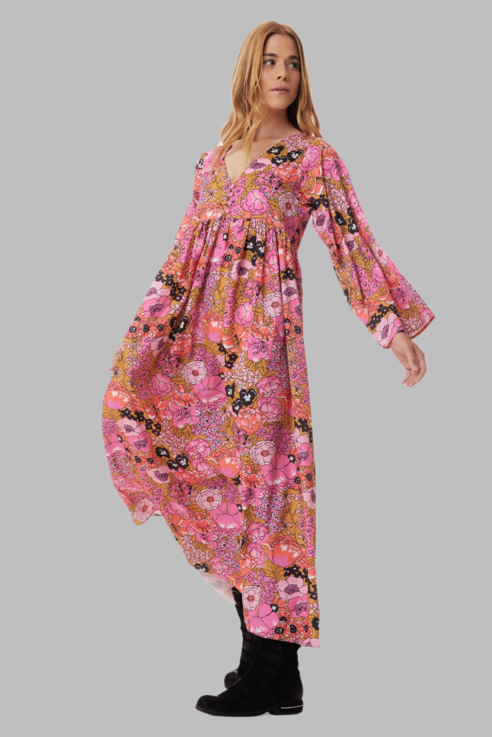 Hawaii Printed Maxi Dress Pink