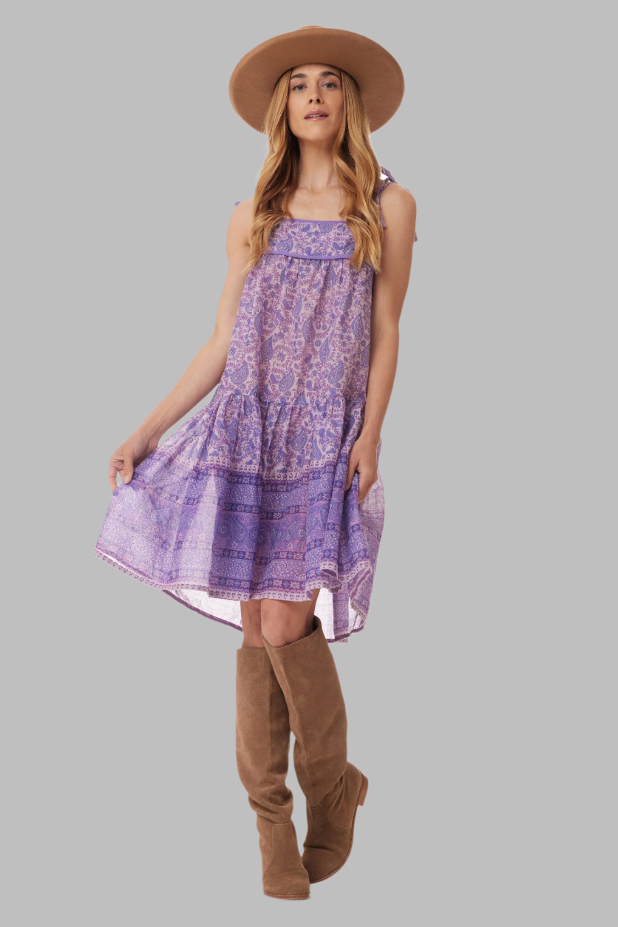 Betsy Printed Short Tank Dress Lavender