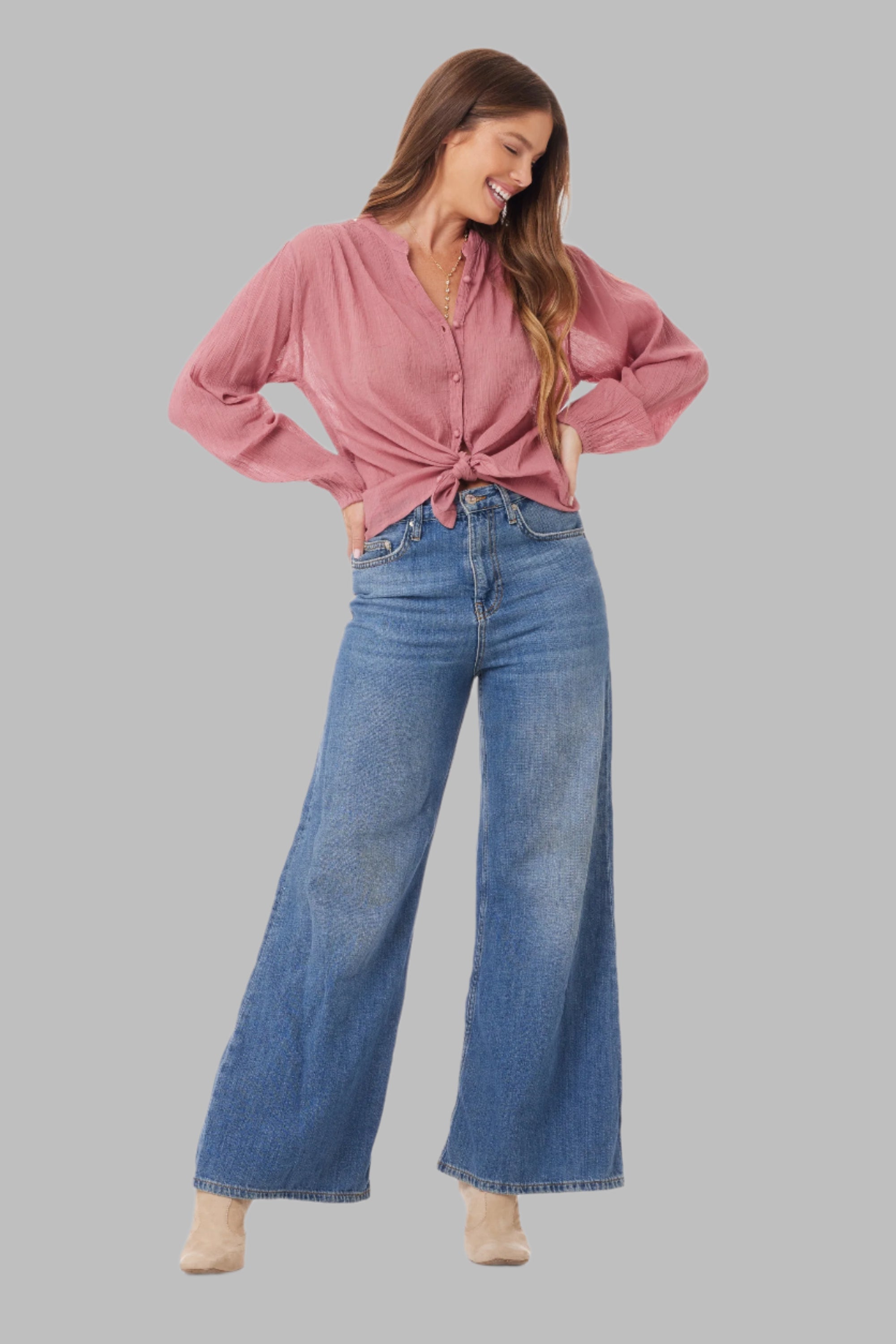 Ginger Blouse Long Sleeves Rose