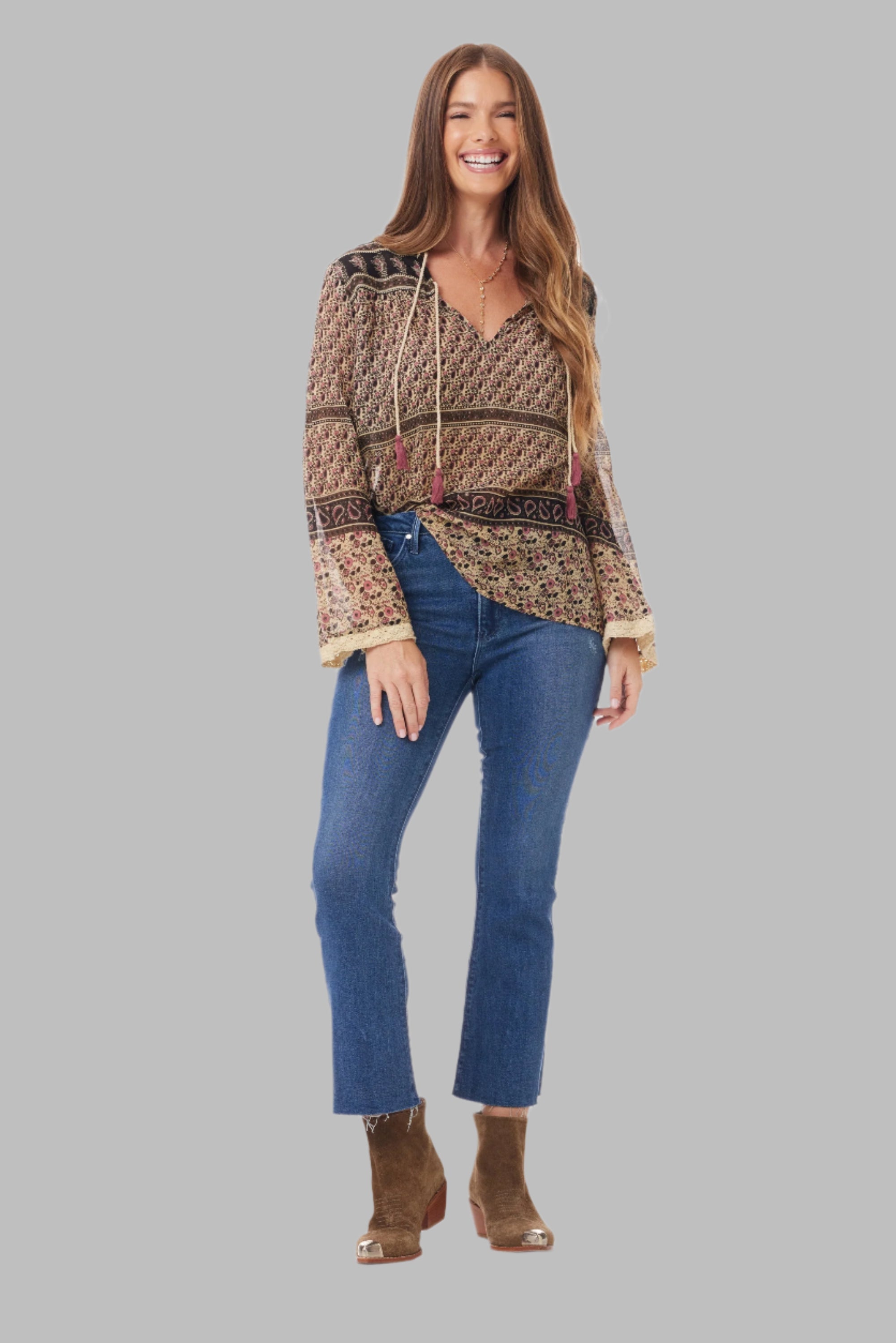 Bahiya Printed Blouse Vintage Brown