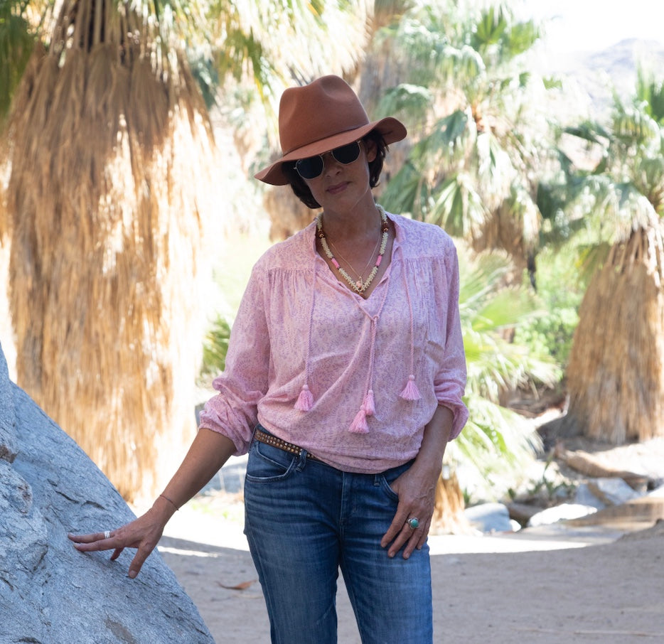 Karma Printed Blouse Long Sleeves Pink