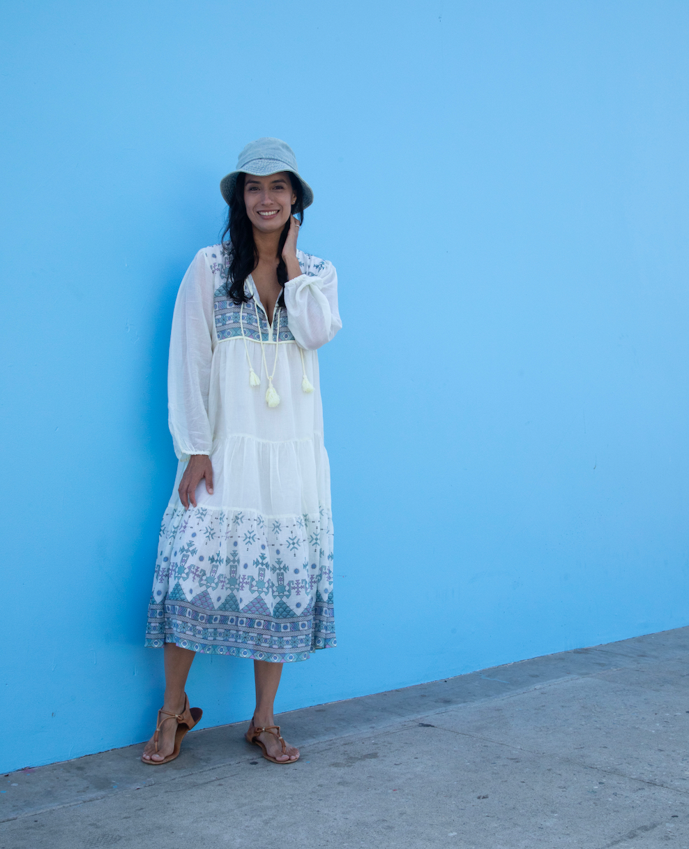 Kayla Printed Midi Dress Natural/Multicolor